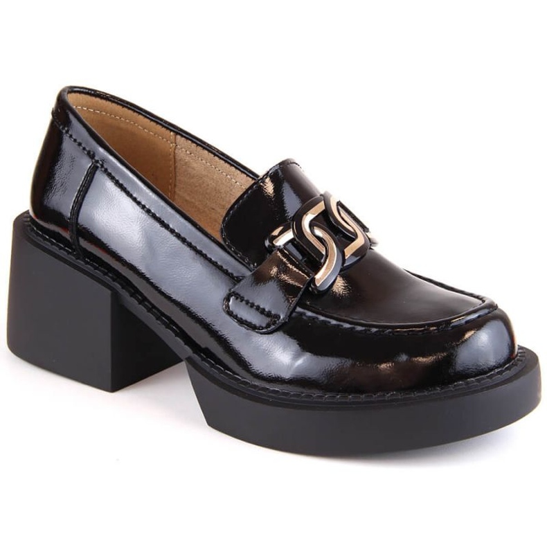 Mocasini cu toc inalt Filippo W PAW466 din piele neagra negru