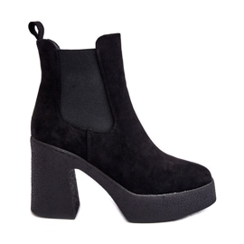 PS1 Botine din piele intoarsa pe un toc masiv negru Sunilda