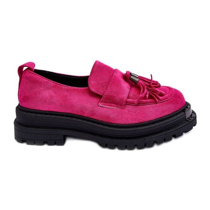 PS1 Pantofi din piele intoarsa Mocasini dama fucsia Ramvli roz