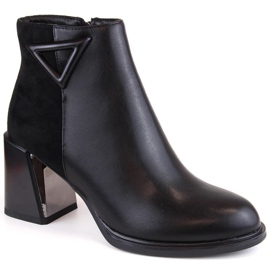 Botine izolate cu toc înalt decorativ D&amp;A S.Barski Premium Collection W OLI238 negru