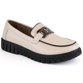 Pantofi cu platforma din piele cu lant Filippo W PAW460B bej