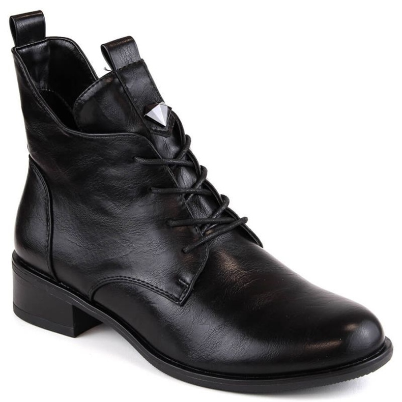 Botine izolate cu șireturi și fermoar M.Daszyński W SAN18, negre negru