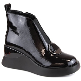 D&amp;A S.Barski Premium Collection W OLI228A cizme negre cu pană negru