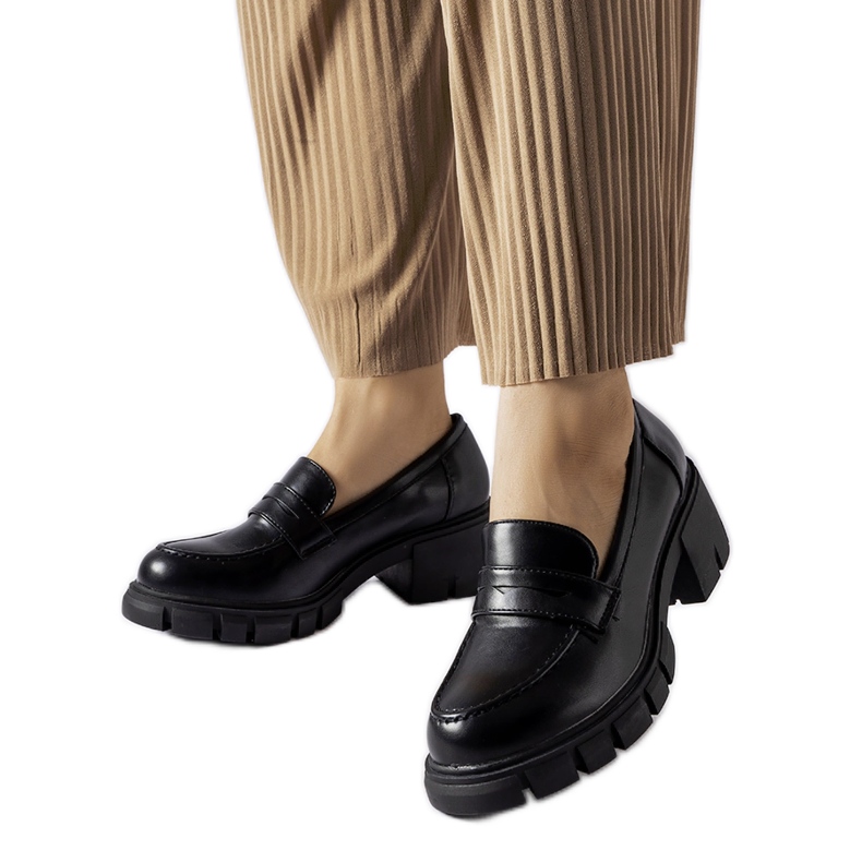 Mocasini clasici negri cu bloc Dina negru