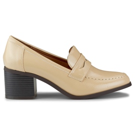 Pantofi de dama bej cu toc jos Pantofi de dama bej cu toc jos