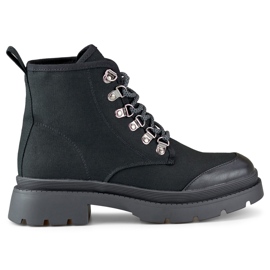 Tenisi de dama inalti imitand botine negru