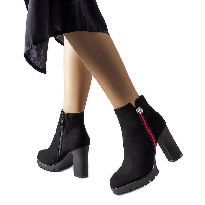 Botine negre din satin de la Rogeno negru