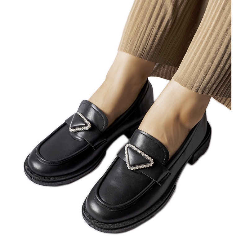 Mocasini negri decorati cu strasuri Marsilius negru