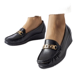 Mocasini negri cu catarama cu pană Lerino negru Mocasini negri cu catarama cu pană Lerino negru