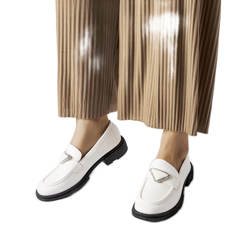 Mocasini albi decorati cu strasuri Marsilius