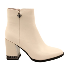 Botine bej cu decor cu toc Filippo DBT4842/23 BE bej