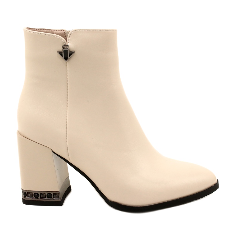 Botine bej cu decor cu toc Filippo DBT4842/23 BE bej