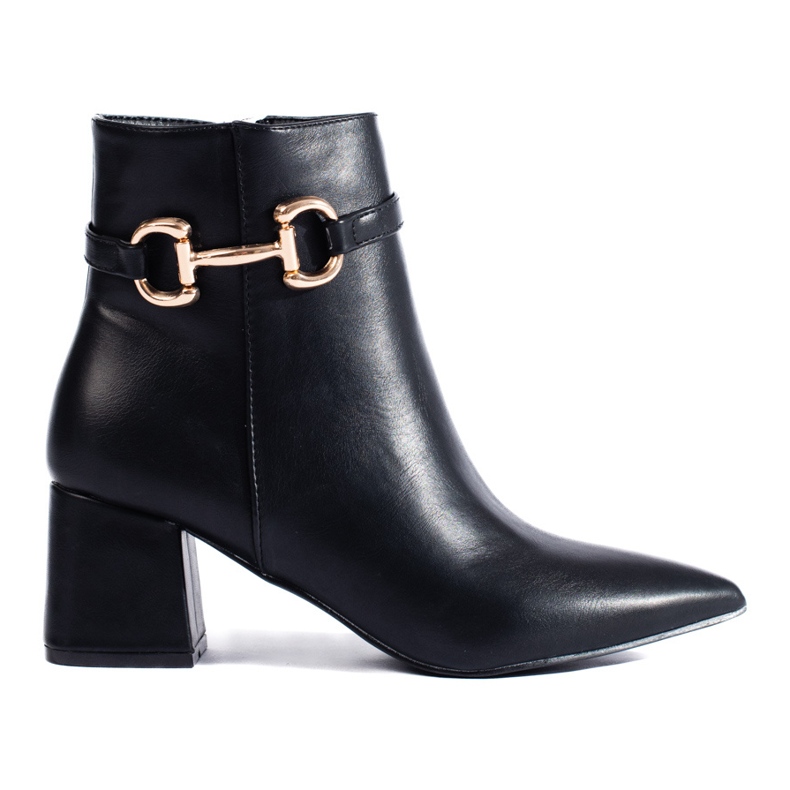 Botine negre cu toc înalt, cu cataramă Shelovet negru Botine negre cu toc înalt, cu cataramă Shelovet negru