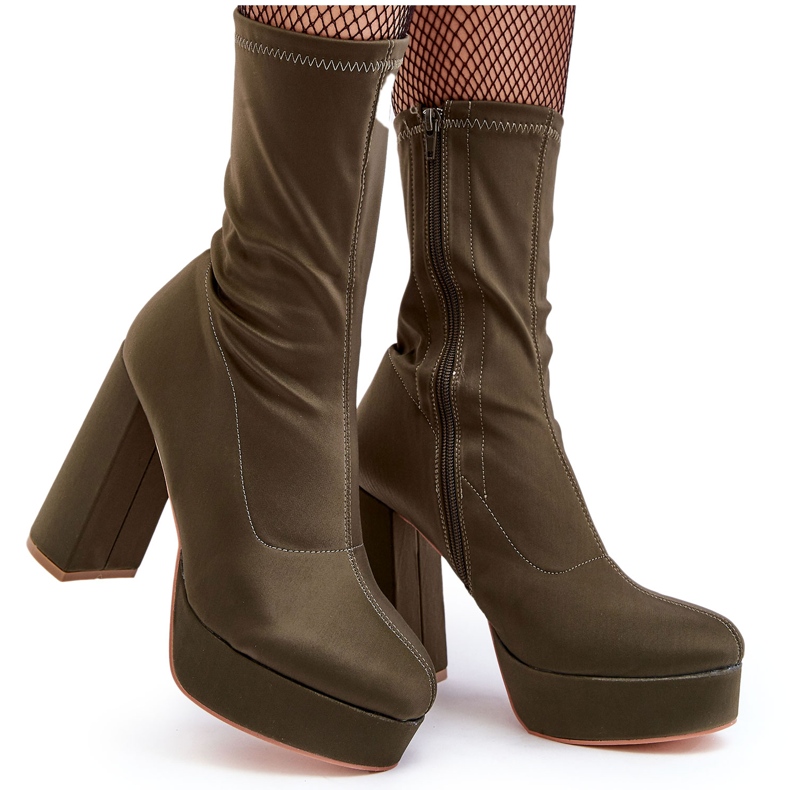 PH2 Botine verde Peculia cu toc inalt cu fermoar