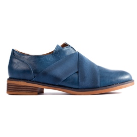 Oxford slip-on Shelovet albastru cu bandă elastică Oxford slip-on Shelovet albastru cu bandă elastică