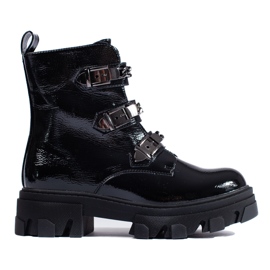 Botine negre patentate pe platforma Shelovet negru Botine negre patentate pe platforma Shelovet negru