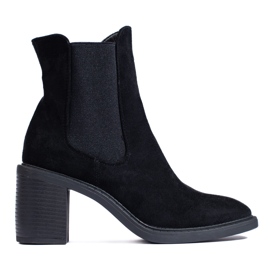 Cizme Chelsea de dama din piele intoarsa neagra Shelovet cu toc inalt negru Cizme Chelsea de dama din piele intoarsa neagra Shelovet cu toc inalt negru