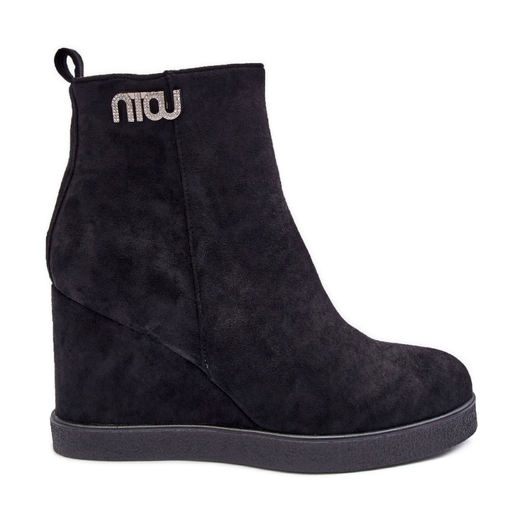 PS1 Botine Izolate Din piele intoarsa Cu Decorat, Vere Negru