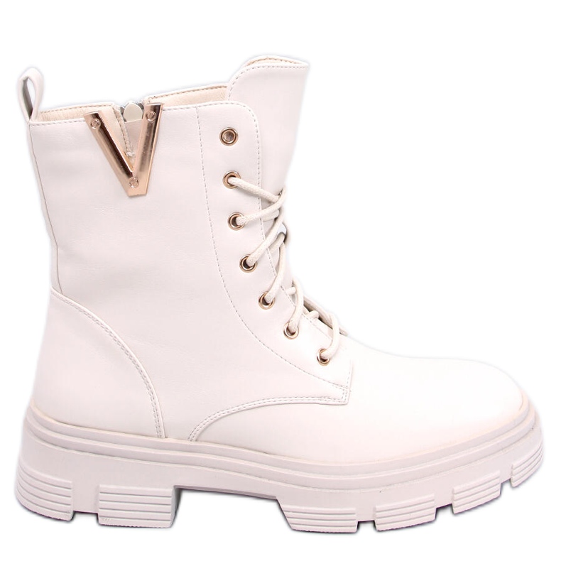 Botine militare cu șireturi Clend Beige bej Botine militare cu șireturi Clend Beige bej