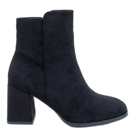 Botine netede Weish Black cu toc înalt negru