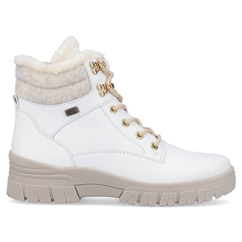 Botine de dama impermeabile din piele izolate cu lana, alba Remonte D0E71-80