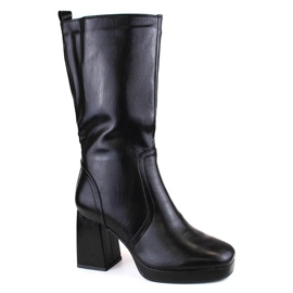 Cizme de damă cu toc înalt cu bandă elastică, izolate negre Jezzi RMR2288-5 negru