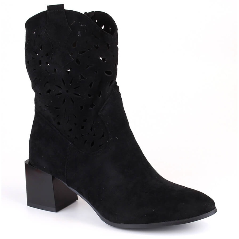 Cizme cowboy ajurate de dama, neizolate, negre Jezzi ASA217-4 negru
