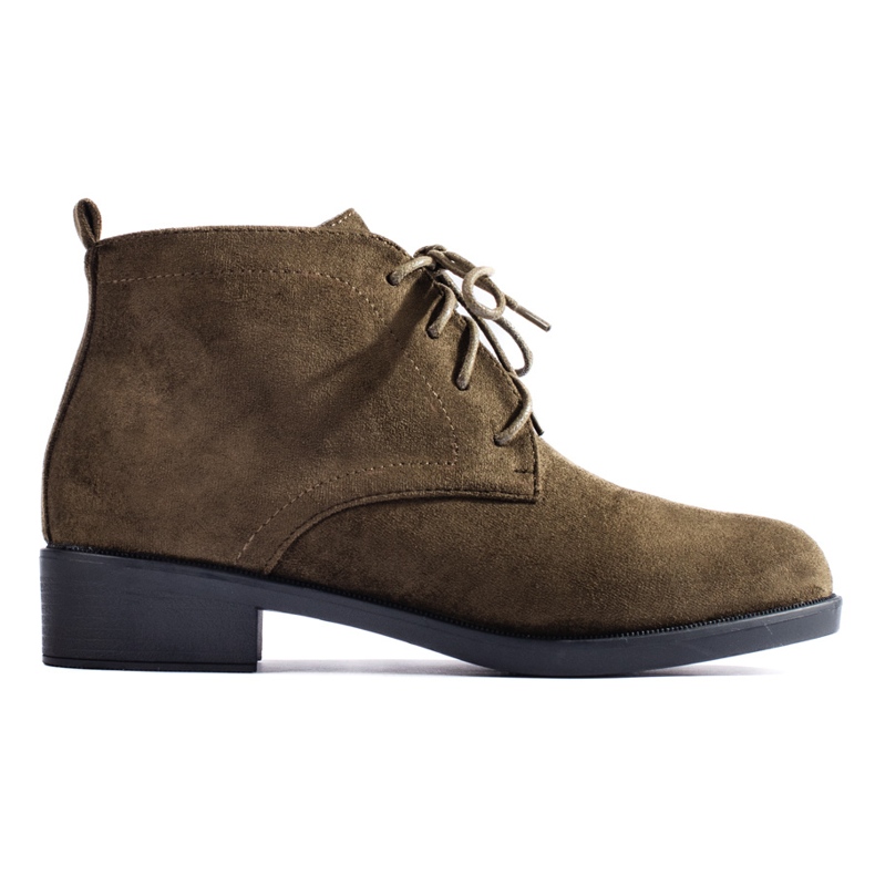 Botine Shelovet verzi din piele intoarsa cu siret verde