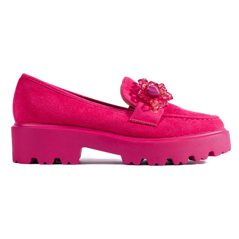 Mocasini de dama Shelovet din piele intoarsa fucsia roz