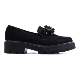 Mocasini de dama de piele intoarsa neagra Shelovet negru