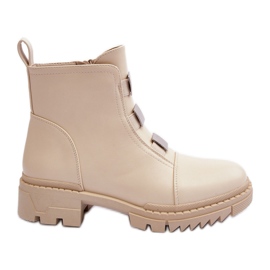 PS1 Cizme plate din piele, bej deschis Azulenn PS1 Cizme plate din piele, bej deschis Azulenn