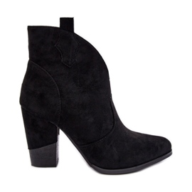 PS1 Cizme de cowboy din piele intoarsa pe un tanner negru cu toc inalt