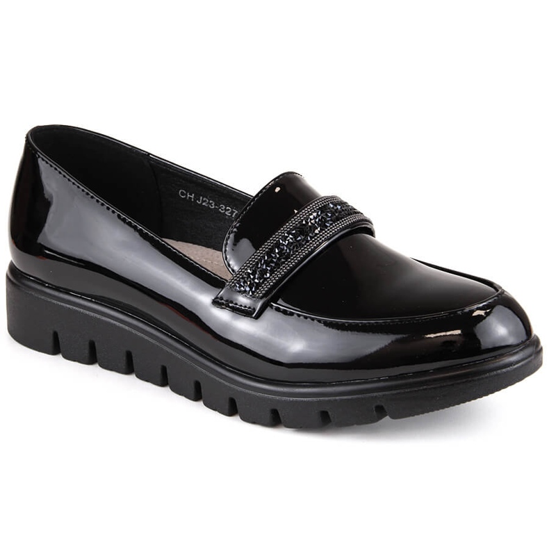 Pantofi comozi, mocasini lacuiti, negri, T.Sokolski J23-327 negru
