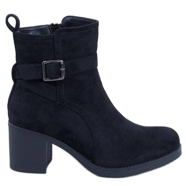 Botine Rennia Black cu toc lat negru Botine Rennia Black cu toc lat negru