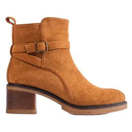 Botine Shelovet din piele intoarsa camel maro