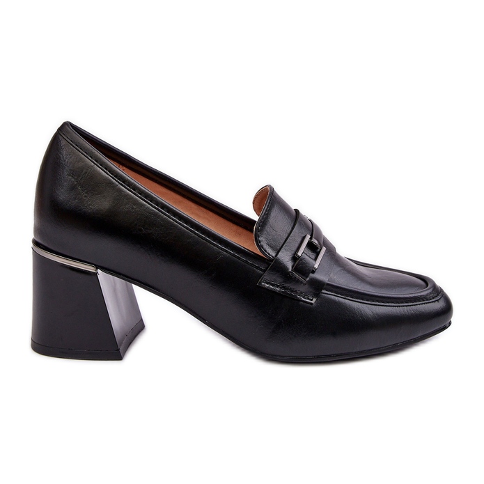 Vinceza Pompe din piele pe un toc înalt Idona neagră negru Vinceza Pompe din piele pe un toc înalt Idona neagră negru