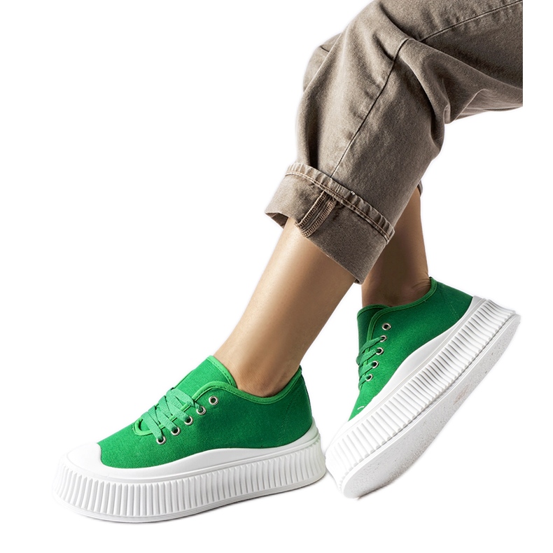 Tenisi verzi cu platformă Rina verde