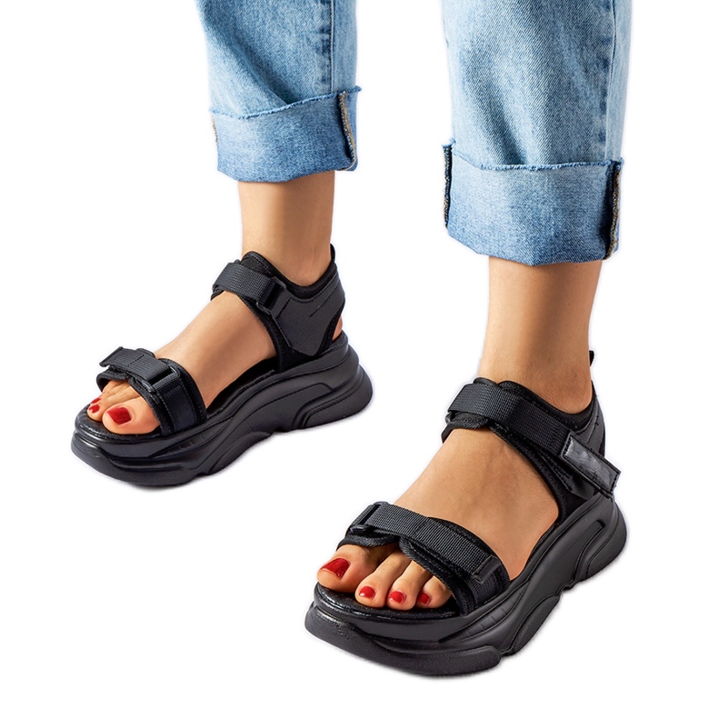 Sandale sport negre pe platforma Tampa negru