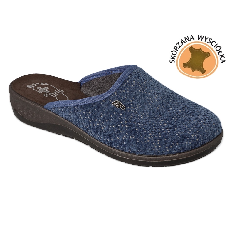 Papuci de damă Dr.ORTO Befado cu inserție din piele 133D001 bleumarin albastru