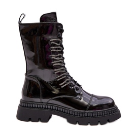 Botine de damă Worker cu șireturi negre S.Barski MR870-72 negru