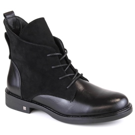 Cizme de damă cu toc plat cu izolație neagră Potocki SZ12080 negru