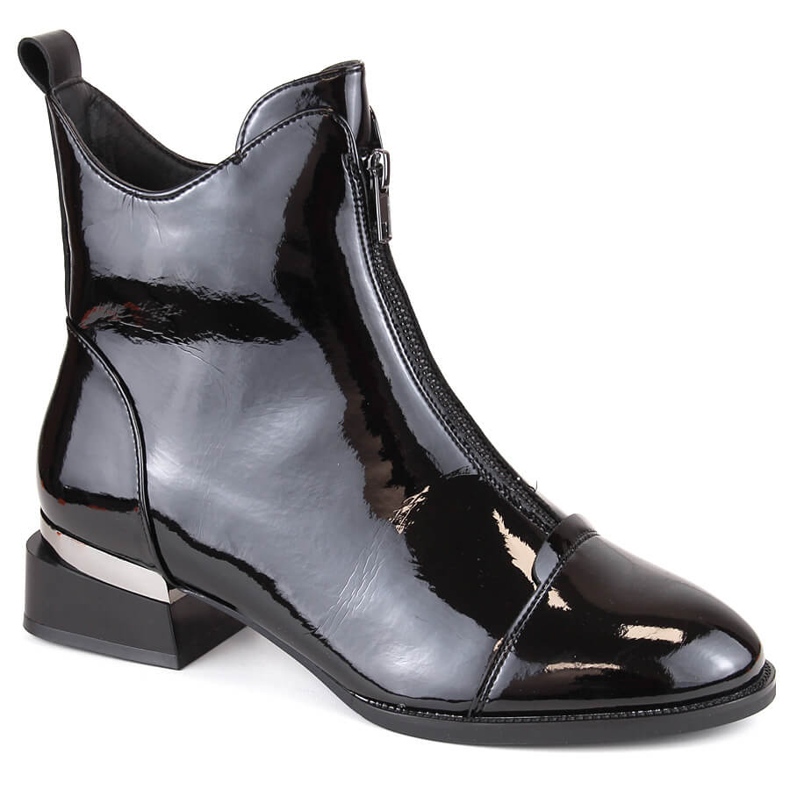 Cizme izolate de damă din piele lăcuită cu fermoar, negru Vinceza 58156 Cizme izolate de damă din piele lăcuită cu fermoar, negru Vinceza 58156