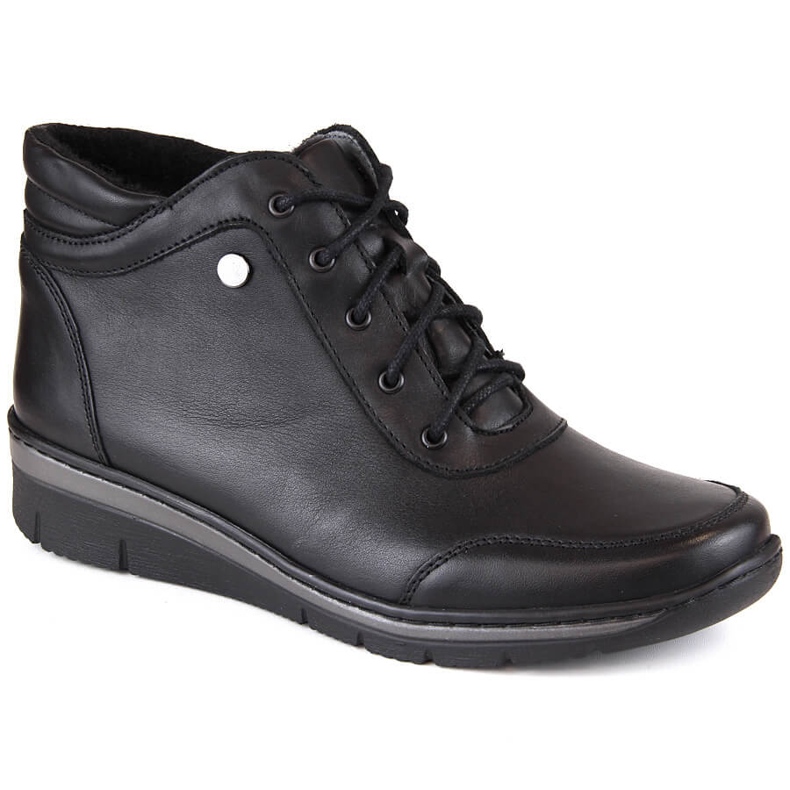 Ghete de dama confortabile, izolate, din piele, Helios 566 negre negru