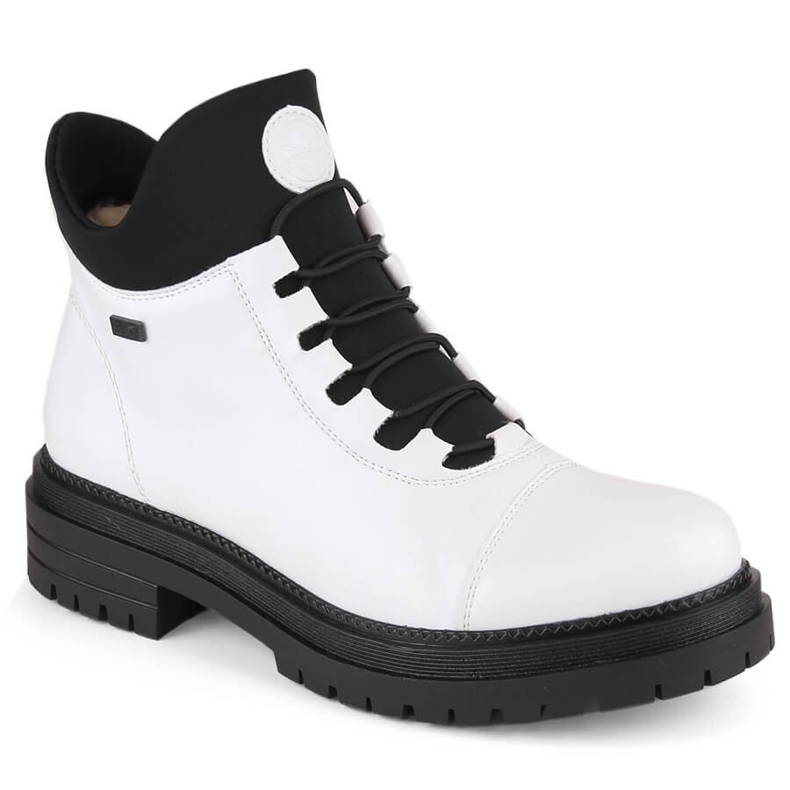 Botine de damă impermeabile, confortabile, izolate, albe, Rieker Tex Y3163-80