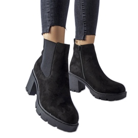 Botine negre cu toc gros de la Tobiassen negru