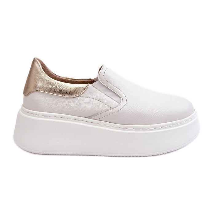 Pantofi sport de damă din piele pe platformă, alb Lemar Manish