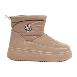 Cizme De Zăpadă Damă Gattea Bej Slip-On Pe Platformă Cizme De Zăpadă Damă Gattea Bej Slip-On Pe Platformă