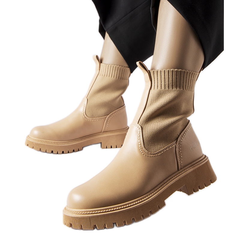 Cizme bej din piele intoarsa ecologica Big Star MM274542