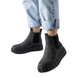 Botine negre Big Star MM274324 slip-on negru