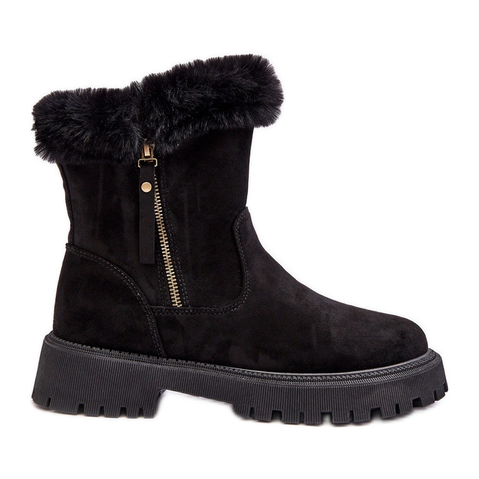 PE1 Botine De Damă De Căprioară Cu Blană, Hasiva Neagră negru